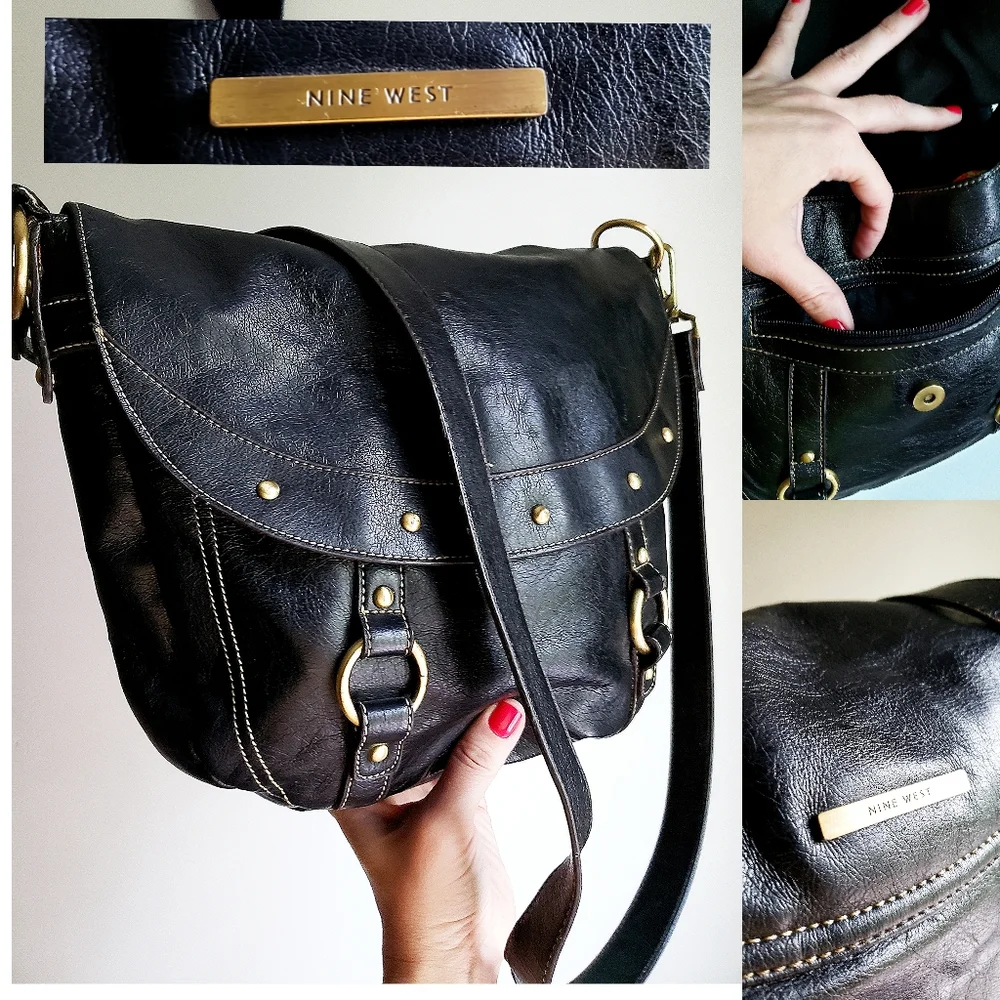 NWOT nine west leather extra large duffle purse - Picture 1 of 16